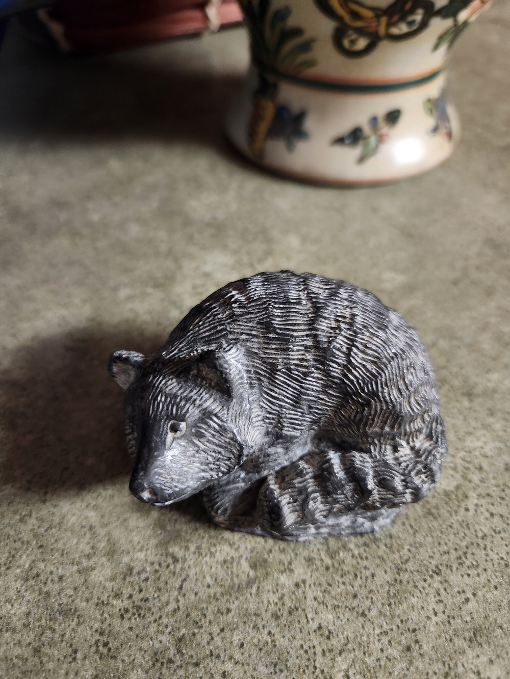 Small Gray Sleeping Animal Figurine for Small Pets Decor